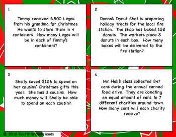 Holiday Division Task Cards by 4th Grade Friends | TPT