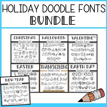 Preview of Holiday Doodle Fonts Bundle | Seasonal