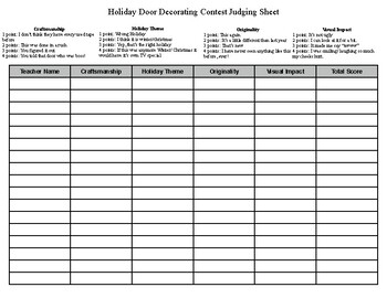 Christmas Door Decorating Judging Form Pdf  Psoriasisguru.com