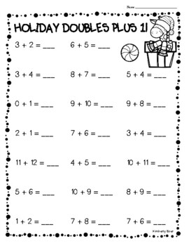 adding doubles plus 1 worksheet teaching resources tpt