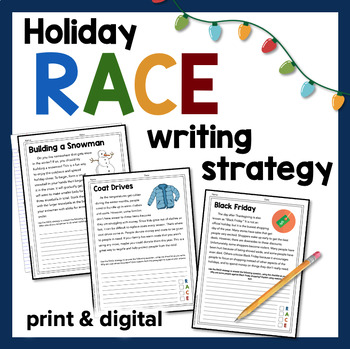 Preview of Holiday ELA Activities RACE Writing Strategy Prompts for Google and Print