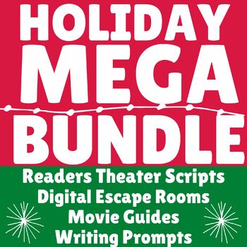 Preview of Holiday ELA Mega BUNDLE | Escape Rooms | Readers Theater Scripts | Movie Guides