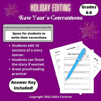 Preview of Holiday Editing: New Year's Conventions (Grades 6-8)