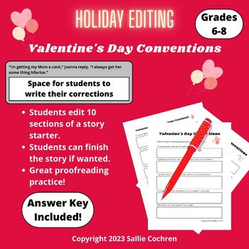 Preview of Holiday Editing: Valentine's Day Conventions (Grades 6-8)