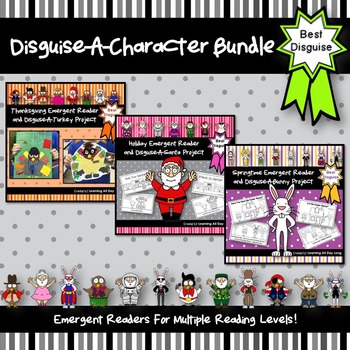 Preview of Holiday Emergent Readers and Disguise-a-Character Bundle