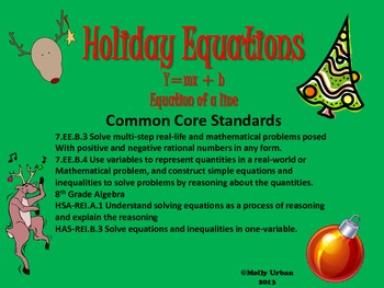 Preview of Holiday Equations with CCSS