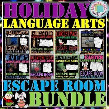 Preview of Holiday Escape Room BUNDLE for ELA