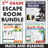 Holiday Escape Rooms Math ELA Bundle 5th Grade Halloween T