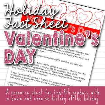 Preview of Holiday Fact Sheet - St. Valentine's Day/ Feast of Saint Valentine