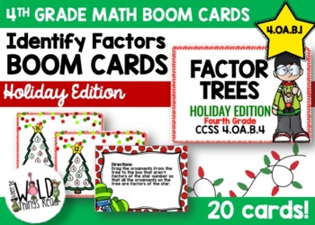 Preview of Holiday Factor Tree Boom Cards: Identify Factors