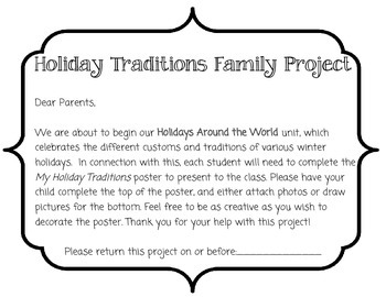 Preview of Holiday Family Traditions Project