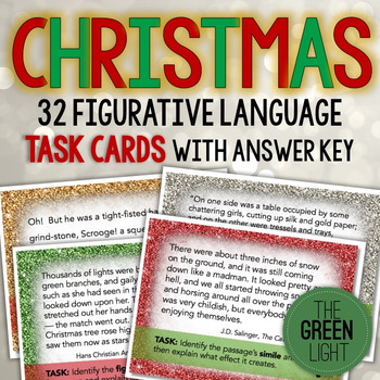 Preview of Holiday Figurative Language Task Cards: Christmas Activity, Bell-Ringers