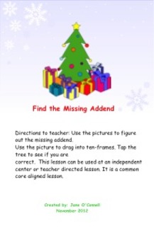 Preview of Holiday Find the Missing Addend Interactive Lesson