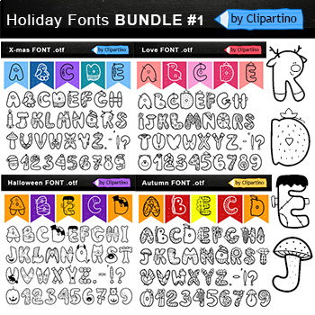 Preview of Holiday Fonts Bundle/ Commercial use