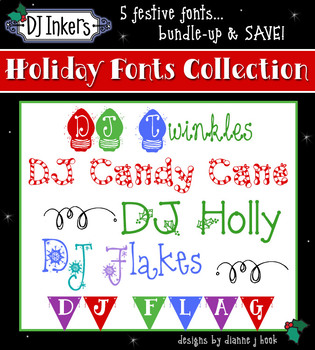 Preview of Holiday Fonts Collection - 5 Festive Fonts for Christmas and Winter Bundle