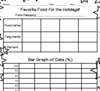 Preview of Holiday Food Survey & Bar Graph (Thanksgiving, Christmas & More)