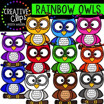 Preview of {FREE} Rainbow Owl Clipart {Creative Clips Clipart}