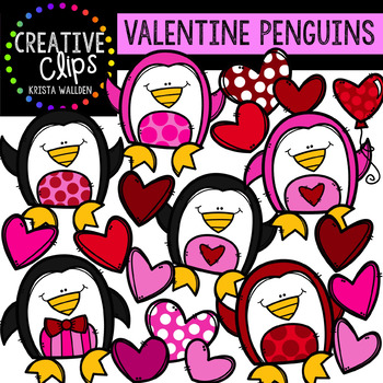 Preview of Valentine Penguins: Valentine Clipart {Creative Clips Clipart}