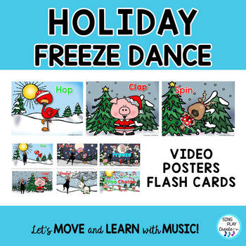 Preview of Holiday Freeze Dance, Brain Break, Exercise, Movement Activity:Video