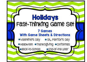 Preview of Holiday Games Bundle: 7 Fast-Thinking Games for Grades 3-12
