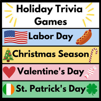 Preview of Holiday Trivia Games - Growing BUNDLE | Halloween, Thanksgiving, Christmas +