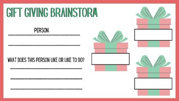 Preview of Holiday Gift Giving Brainstorm