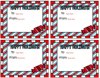 Holiday Gift Tags- Editable! by Teaching in Stripes | TPT