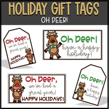 Christmas, Reindeer Themed Holiday Gift Tags and Treat Bag Tags