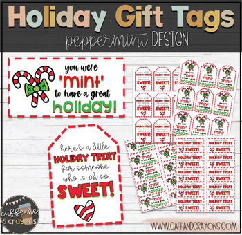 Holiday Gift Tags- Peppermint/Candy Cane tags by Caff and Crayons