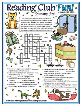 Holiday Giving and Charity Crossword Puzzle by Reading Club Fun TPT