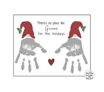 Preview of Holiday Gnome Handprint Art Craft Printable Template / Winter / Christmas