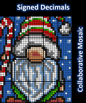 Preview of Holiday Gnome, Signed Decimals (+ - × ÷) Collaborative 30-Sheet Mosaic