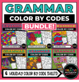 Holiday Grammar Practice Bundle, Color By Code, Holiday Pa