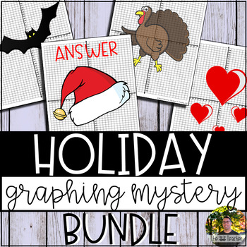Preview of Holiday Graphing Mystery Picture BUNDLE