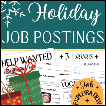 Preview of Holiday HELP WANTED | Christmas themed Job Listing Reading | Vocational Activity