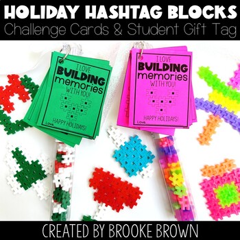 Preview of Holiday Hashtag Blocks Challenge Cards / Christmas & Winter STEM / Student Gifts