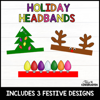 Preview of Holiday Headbands Reindeer Antlers-Christmas Tree and lIghts