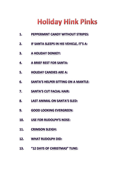 Preview of Holiday Hink Pinks, Hinky Pinkies and Hinkitiy Pinkities