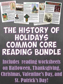 Preview of Holiday History Common Core Reading Bundle