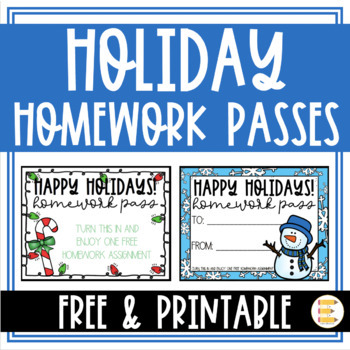 Preview of Winter Holiday Christmas Homework Pass