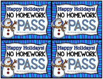 happy holidays homework pass