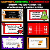 Holiday Homophones - 3 Self-Correcting Interactive Google 