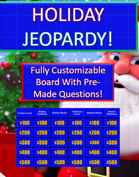 Preview of Christmas & Holiday Jeopardy! (Editable Template with Answer Key)