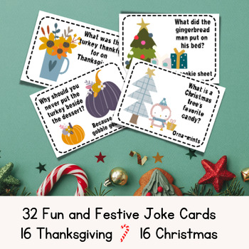 Holiday Joke Cards | Set of 32 | FREE Festive Fun! | TPT