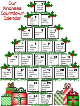 Buy Christmas Countdown Calendar Printable Editable Christmas