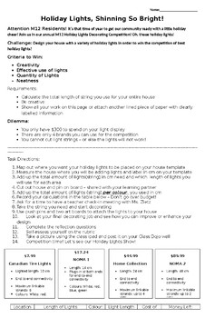 Preview of Holiday Lights Adding and Subtracting Decimal Problem Solving