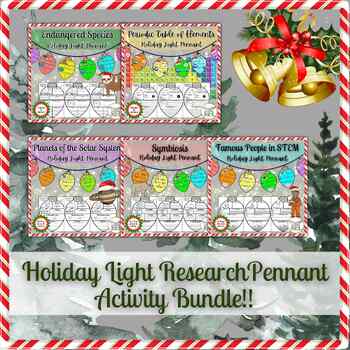 Preview of Holiday Lights Research Pennant Bundle