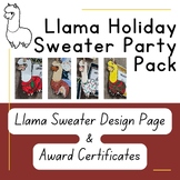 Holiday Llama Christmas Sweater Party Pack - Coloring Page