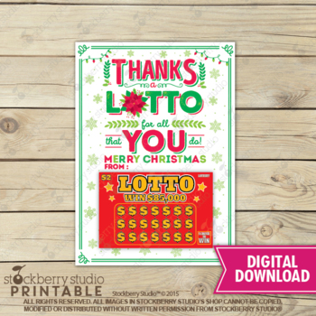 Lottery Ticket Holder Printable Thanks A Million for All That You