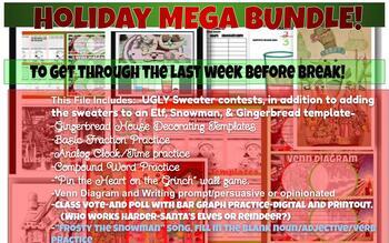 Preview of Holiday MEGA BUNDLE-to get through the last week before Winter Break!